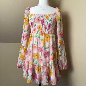 Streetwear‎ Society Multicolor Smocked Dress Babydoll Size Medium